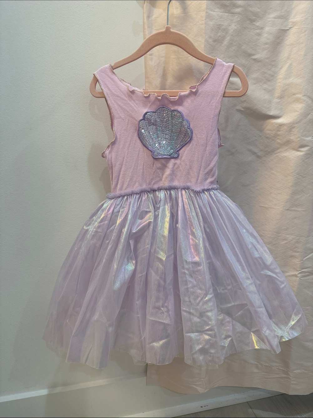 Girls Lavender Iridescent Mermaid Shell Dress